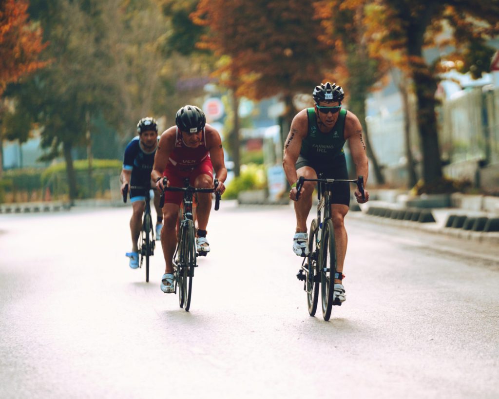 Tri Team Ireland cyclist racing on road