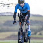 Cyclist going up hill at duathlon