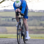 Cyclist going up hill at duathlon