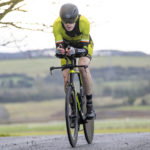 Cyclist going up hill at duathlon