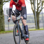 Cyclist going up hill at duathlon