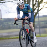 Cyclist going up hill at duathlon