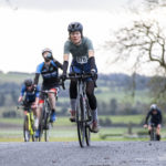 Cyclists going up hill at duathlon