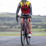 Cyclist going up hill at duathlon