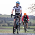 Cyclists going up hill at duathlon