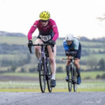 Cyclist going up hill at duathlon