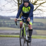 Cyclist going up hill at duathlon