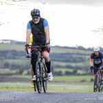 Cyclists going up hill at duathlon