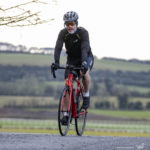 Cyclist going up hill at duathlon