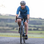 Cyclist going up hill at duathlon