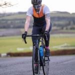 Cyclist going up hill at duathlon