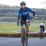 Cyclist going up hill at duathlon