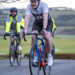 Cyclist going up hill at duathlon