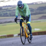 Cyclist going up hill at duathlon