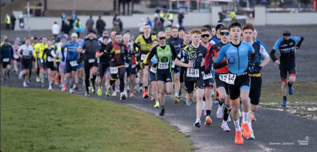 Galco Naas Duathlon 2026. Image of Runners at Punchestown racecourse