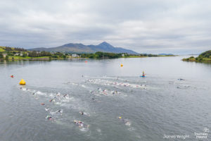 Westport Triathlon swim start Croag patrick in background