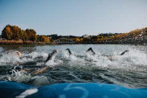 Age Group racing swim start at Pontevedra World Triathlon Championship Finals 2026